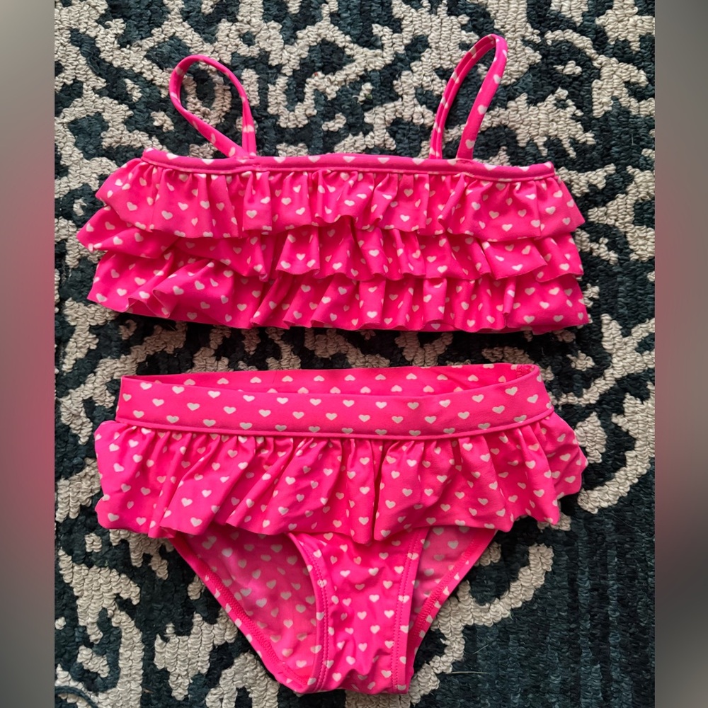 Baby GAP Pink Heart Ruffle Bikini - Size 5 (toddler)